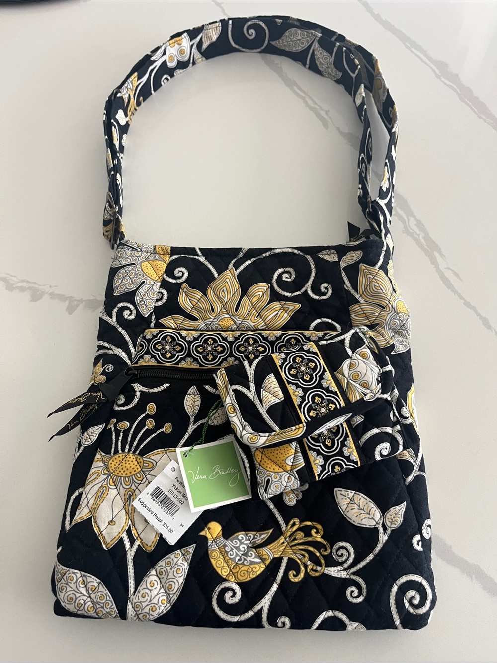 Retired Vera Bradley Yellow Bird Pattern Crossbody and Wallet! Selling As A Set!